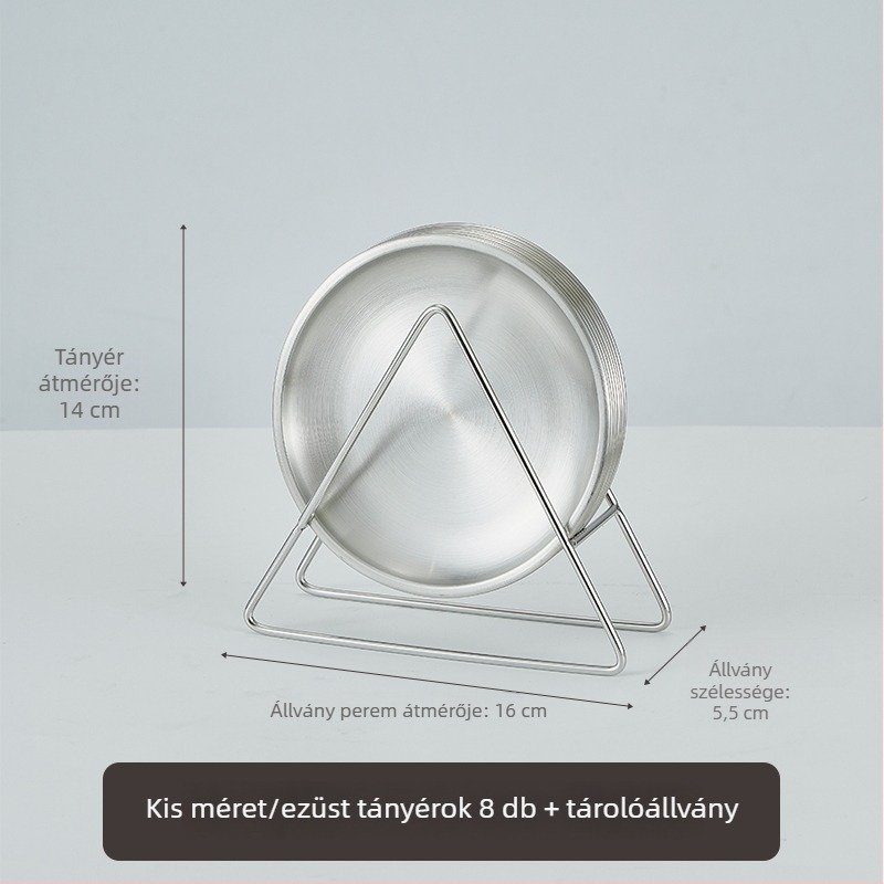 Koreai stílusú arany rozsdamentes acél csonttál tárolóállvánnyal, kerek kávézó tál, élelmiszer-minőségű, könnyű luxus grill tál