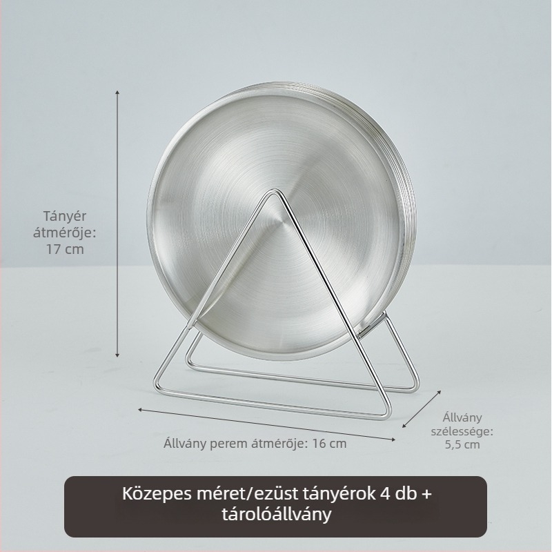Koreai stílusú arany rozsdamentes acél csonttál tárolóállvánnyal, kerek kávézó tál, élelmiszer-minőségű, könnyű luxus grill tál