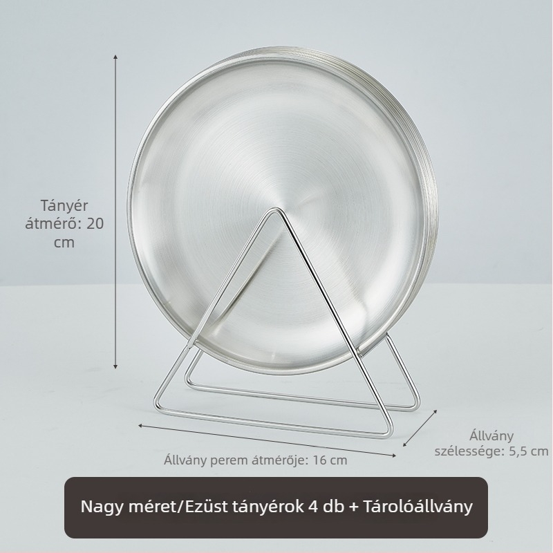 Koreai stílusú arany rozsdamentes acél csonttál tárolóállvánnyal, kerek kávézó tál, élelmiszer-minőségű, könnyű luxus grill tál
