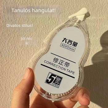 Nagy kapacitású korrektor szalag, átlátszó, csendes nyomógombos, sima és folyamatos, iskolai és irodai használatra