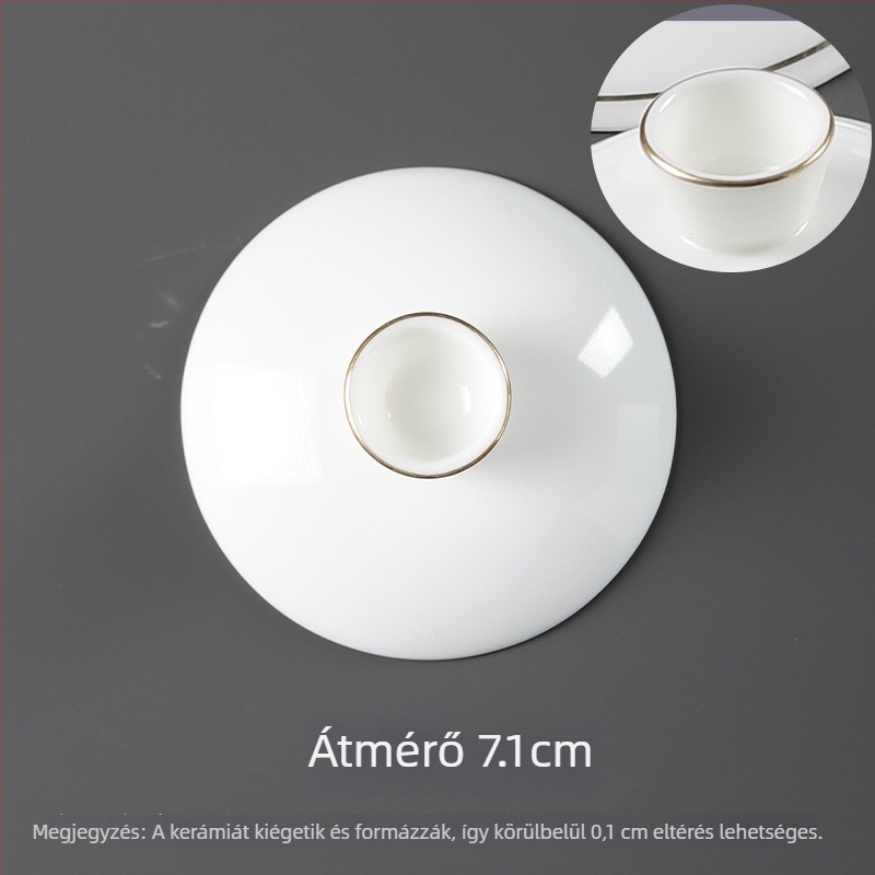 Fehér porcelán teás tál arany peremmel, egyszínű, csillagos ég dizájn