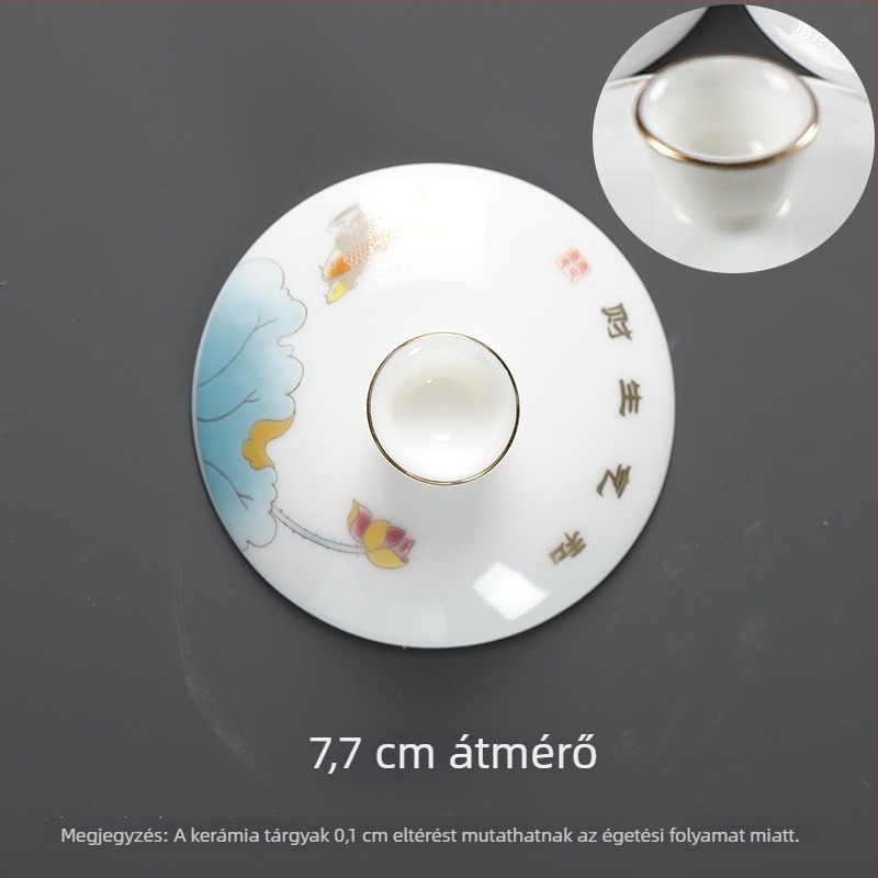 Fehér porcelán teás tál arany peremmel, egyszínű, csillagos ég dizájn