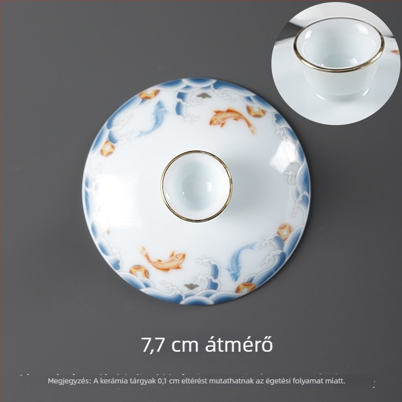Fehér porcelán teás tál arany peremmel, egyszínű, csillagos ég dizájn