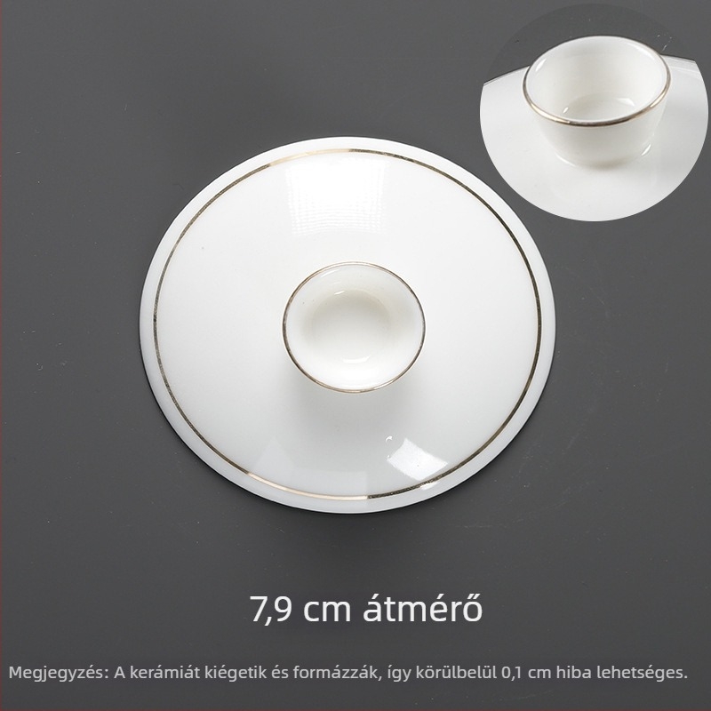 Fehér porcelán teás tál arany peremmel, egyszínű, csillagos ég dizájn