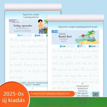 Angol nyelvű egy mondatos naplóírás gyakorlófüzet dőlt betűkkel általános iskolások számára