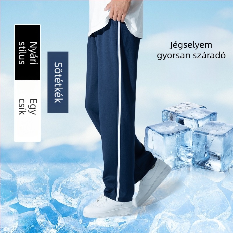 Sötétkék iskolai egyenruha nadrág, két csíkkal és egy csíkkal, fleece béléssel