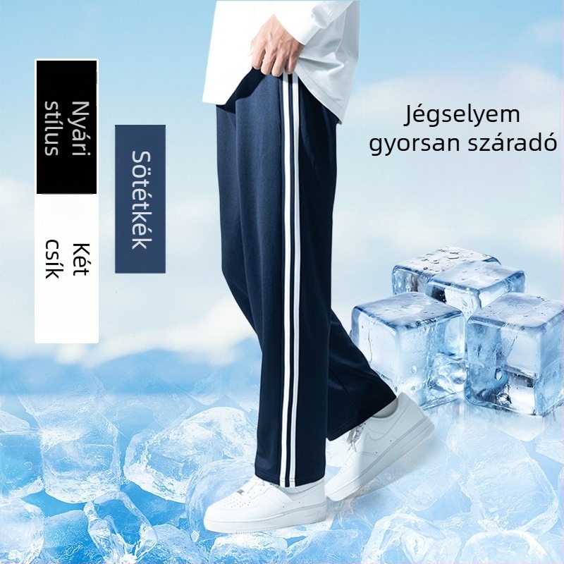 Sötétkék iskolai egyenruha nadrág, két csíkkal és egy csíkkal, fleece béléssel