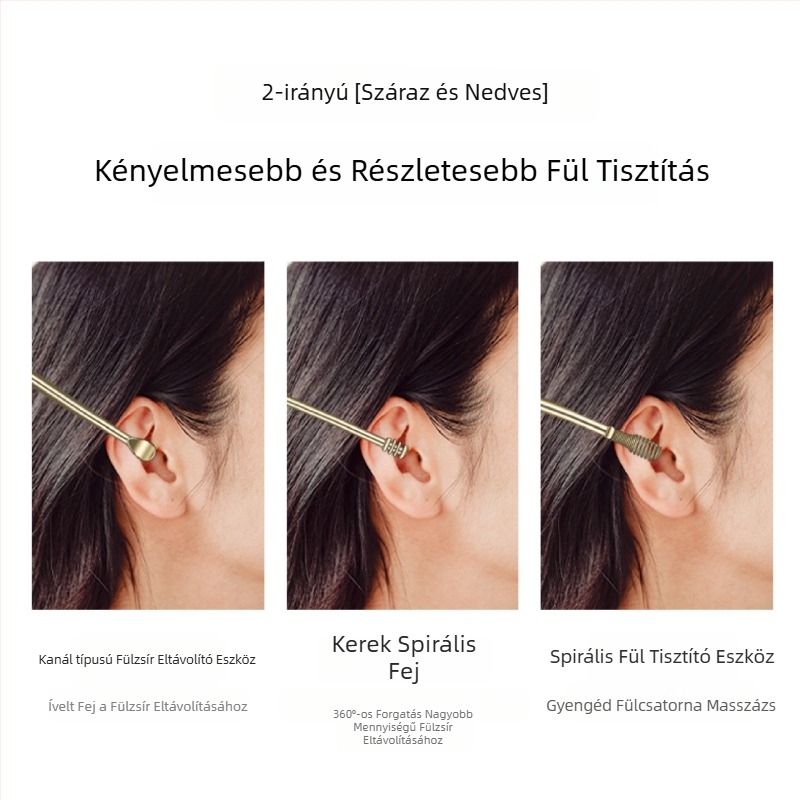 Sekikawa Kétfejű fülkanál rugós spirállal, rozsdamentes acél, rózsaszín arany