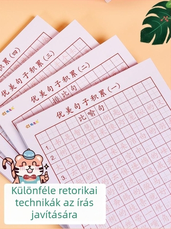 Jerry Szép mondatok gyűjteménye: Általános Iskolai kínai írásgyakorló füzet, Normál és Félírás stílus, kemény tollal