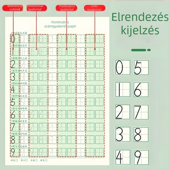 0-9 számok másolására szolgáló füzet - kemény tollal végzett kalligráfia gyakorlás