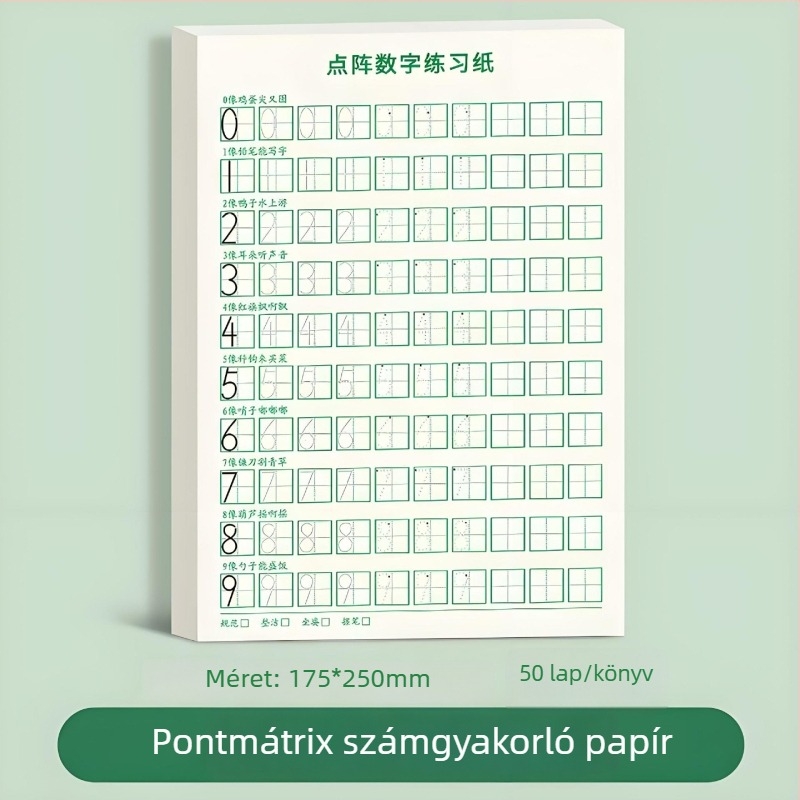 0-9 számok másolására szolgáló füzet - kemény tollal végzett kalligráfia gyakorlás