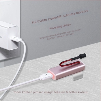 Újratölthető kézben tartható fültisztító eszköz világító fülkanállal, USB töltés