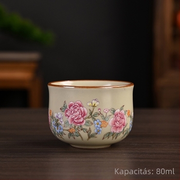 Ruyao porcelán teáscsésze lótusz mintával és keskeny derékkal, otthoni használatra; házigazda- és vendégcsésze, craquelé zománccal, ideális teázáshoz.