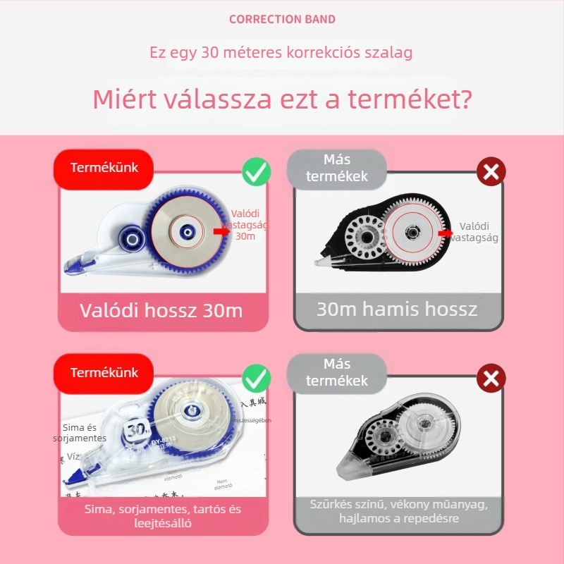 Nagy kapacitású javító szalag tanulóknak, iskolai kellékek