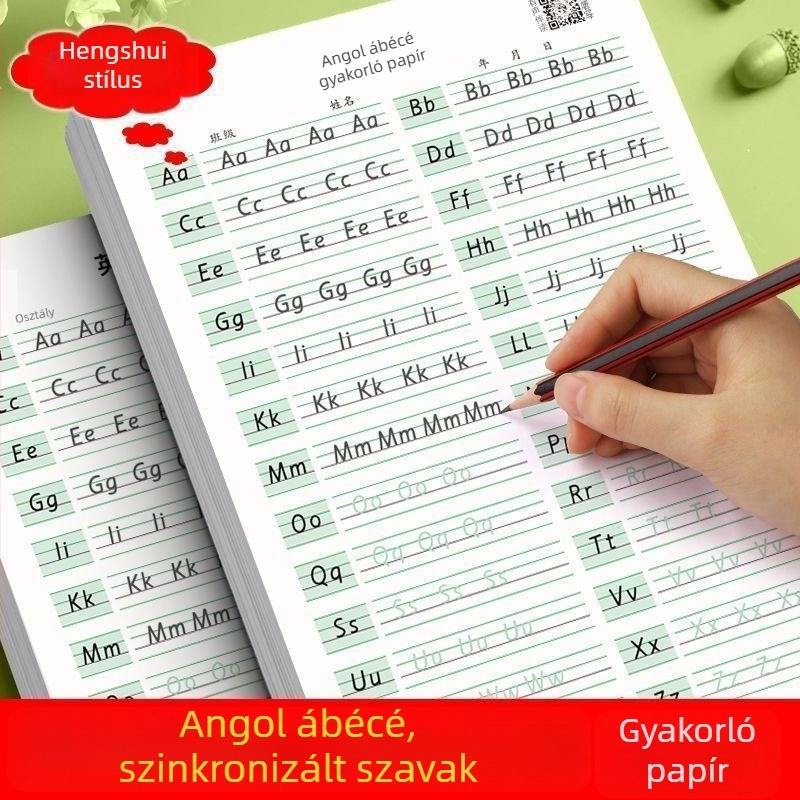Hengshui-stílusú 26 angol betű kézírás gyakorlófüzet, 1–4. osztály számára