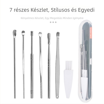 7-részes rozsdamentes acél fülkanál készlet spirális kialakítással