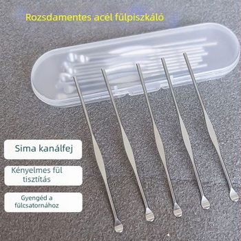 80-as évek stílusú hosszított fülkanál vékony éllel, felnőtteknek, otthoni használatra, látható fültisztító eszköz
