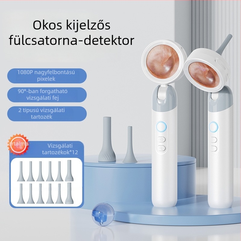 Kézi fülcsatorna detektor kijelzővel, fül-orr-gégészeti endoszkóp, mandulakövek detektálása, hordozható