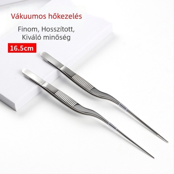 Rozsdamentes acélból készült pisztoly formájú fültőfogó, 16,5 cm hosszú, görbült véggel fül- és torok tisztításához, végen vatta