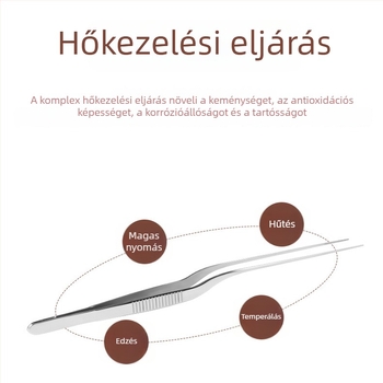 Rozsdamentes acélból készült pisztoly formájú fültőfogó, 16,5 cm hosszú, görbült véggel fül- és torok tisztításához, végen vatta