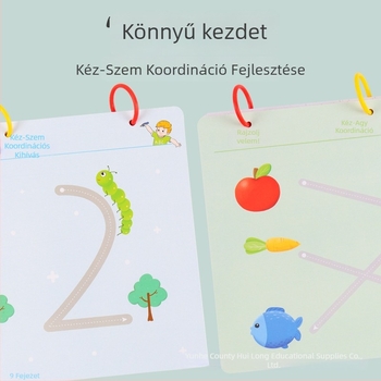 Gyerekeknek szóló törölhető toll-kontroll edzőfüzet: logikai gondolkodás, kéz-szem koordináció, írásgyakorlat és gondolattérkép