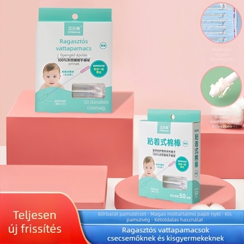 Baba fültisztító készlet kettős fejű fülkanállal és vékony fejű pamutpálcikkal
