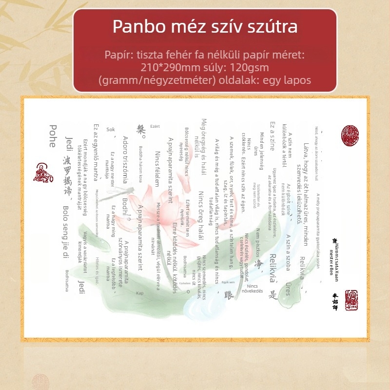 Új Nyugodt Elme Heart Sutra Kaligráfia Másoló Készlet Kemény Tollhoz – Kezdőknek, Kis Szabályos Betűtípus, Arany Kontúrral