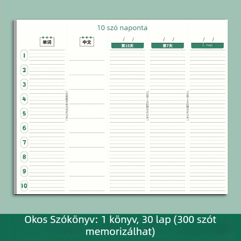 Minden nap 10 angol szó: szókincs memória és diktálás gyakorlókönyv – írásgyakorlat