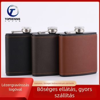 Rozsdamentes acélból készült boros karafa műbőr bevonattal és spray-fényezéssel