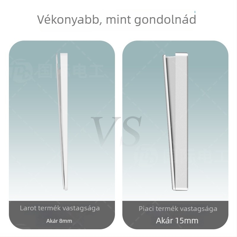 International Electrician krém színű ultra vékony panel kapcsoló- és aljzat, egyhelyes és dupla kapcsoló, edzett üveg tükrös felülettel, 86 mm, öt nyílás