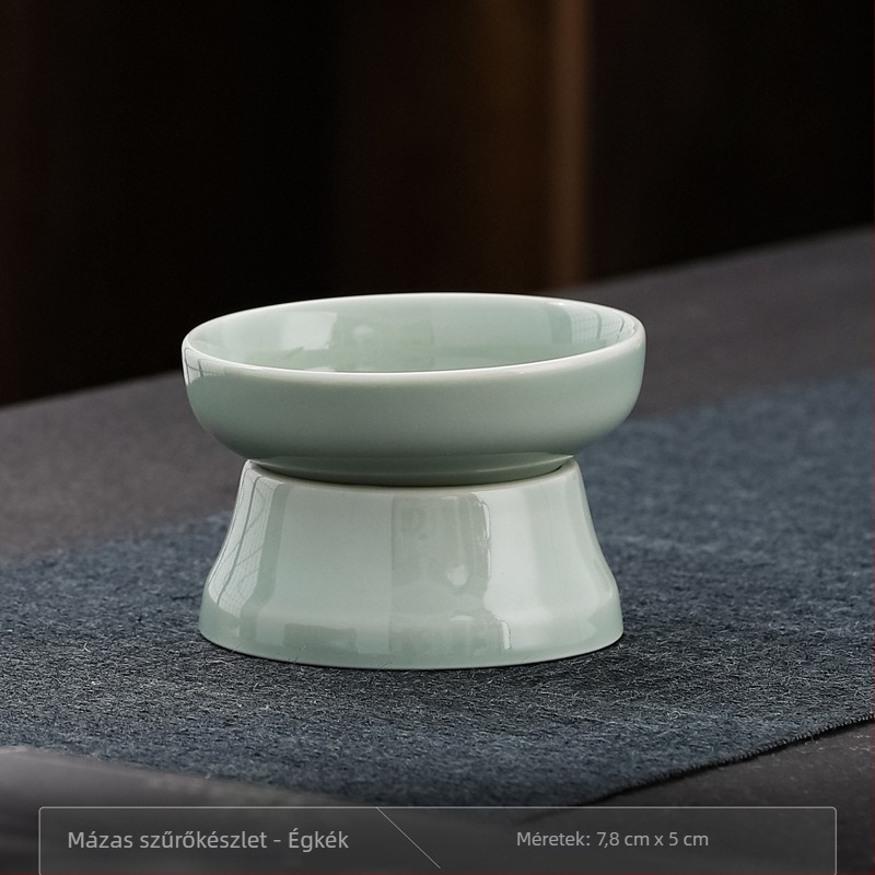 Fehér porcelánból készült teáskészlet kiegyenlítő pohárral a hagyományos kínai tea ceremóniához, 230 ml
