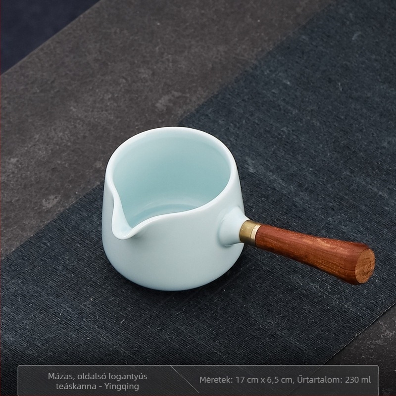 Fehér porcelánból készült teáskészlet kiegyenlítő pohárral a hagyományos kínai tea ceremóniához, 230 ml