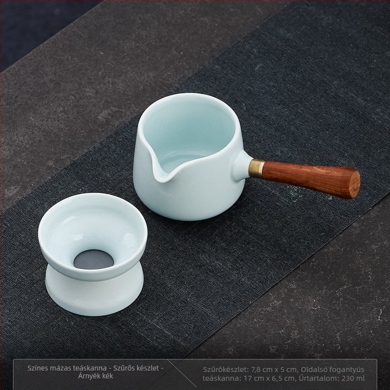 Fehér porcelánból készült teáskészlet kiegyenlítő pohárral a hagyományos kínai tea ceremóniához, 230 ml