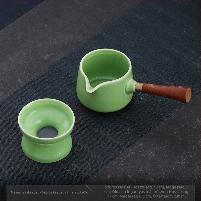 Fehér porcelánból készült teáskészlet kiegyenlítő pohárral a hagyományos kínai tea ceremóniához, 230 ml
