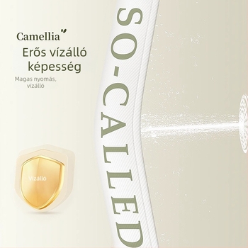 Poliészter zuhanyfüggöny camellia mintával, vízálló, megerősített vastagított kialakítás, fúrás nélküli telepítés