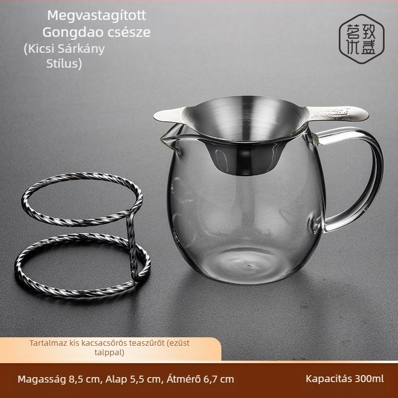 Hőálló, vastagított üvegből készült teás pohár szeparátorral és szűrővel – otthoni használatra