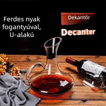 Átlátszó kristályüveg bordekanter fogantyúval, ferde nyílású, U-s alakú dizájn, 1500 ml