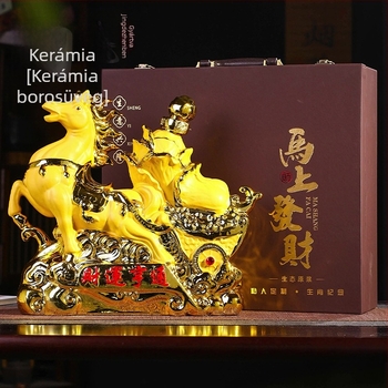 Jingdezhen kerámia borospalack tizenkét kínai zodiákus jegyével, 2,5 kg, ajándékdobozos készlet otthoni használatra