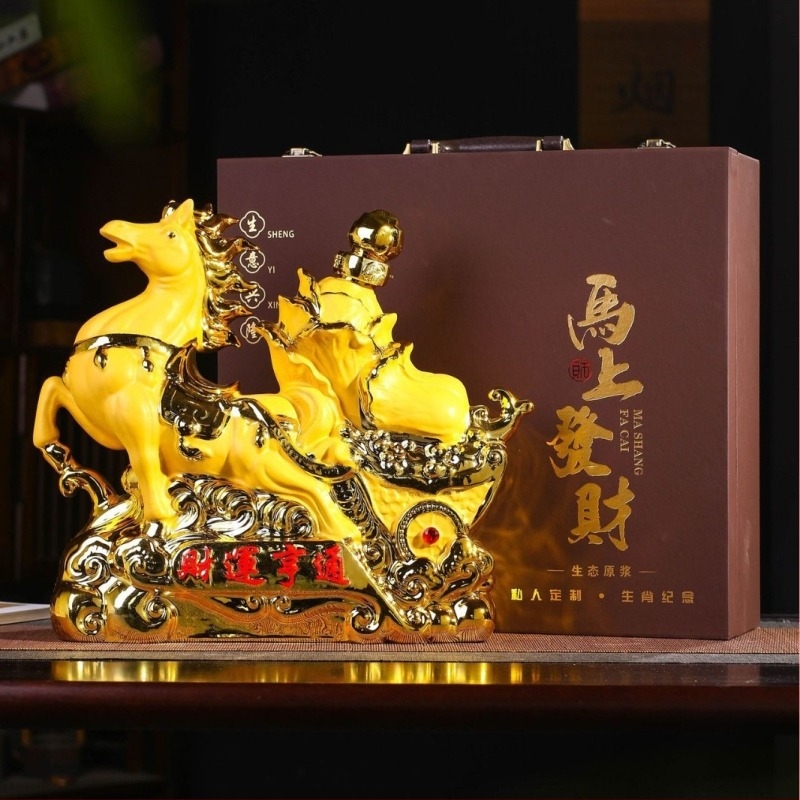 Jingdezhen kerámia borospalack tizenkét kínai zodiákus jegyével, 2,5 kg, ajándékdobozos készlet otthoni használatra