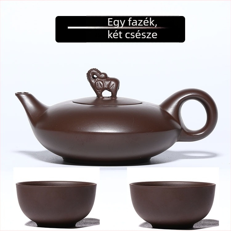 Yixing lila homokagyagból készült elefánt teáskanna — ajándékkészlet, kézzel festett