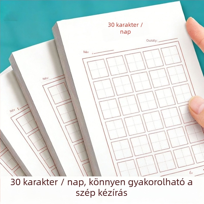 Öt kötet kézírás gyakorló készlet — napi 30 karakteres kaligráfia lapok