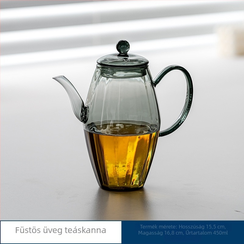 Guifei üveges teáskanna, átlátszó, hőálló, vastagabb kivitel, Song-stílusú dizájn, prémium érzet