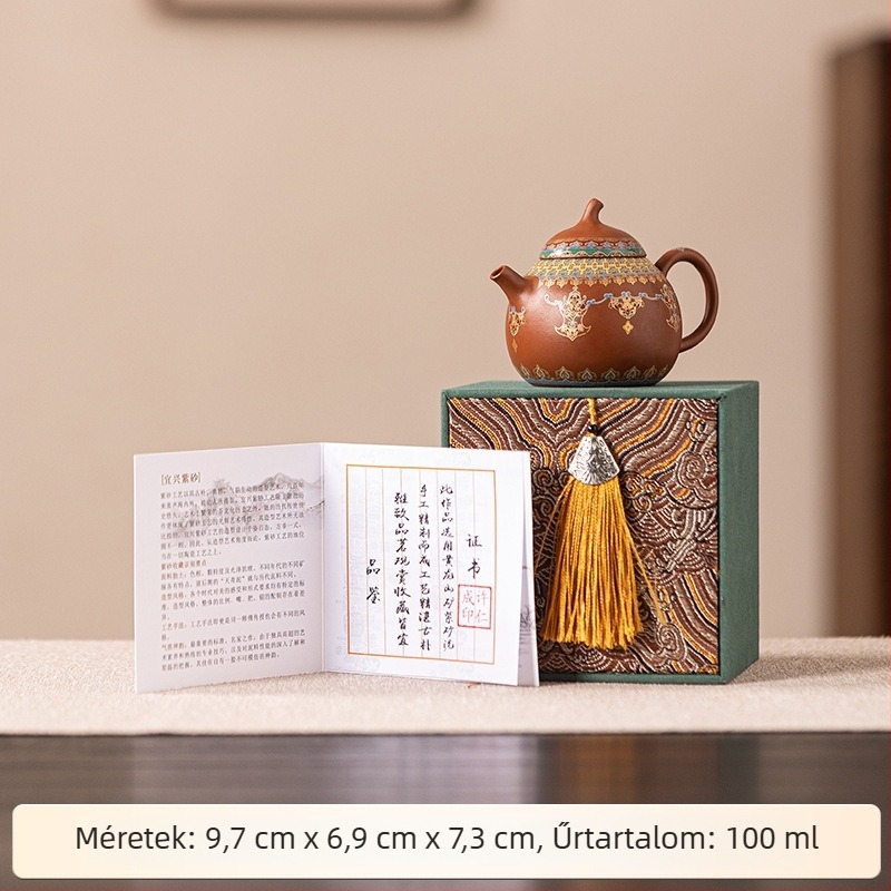 Lila agyag teáskanna, kis méretű, Dunhuang-stílusú, otthoni használatra, kompakt kapacitás, alkalmas üzleti ajándéknak