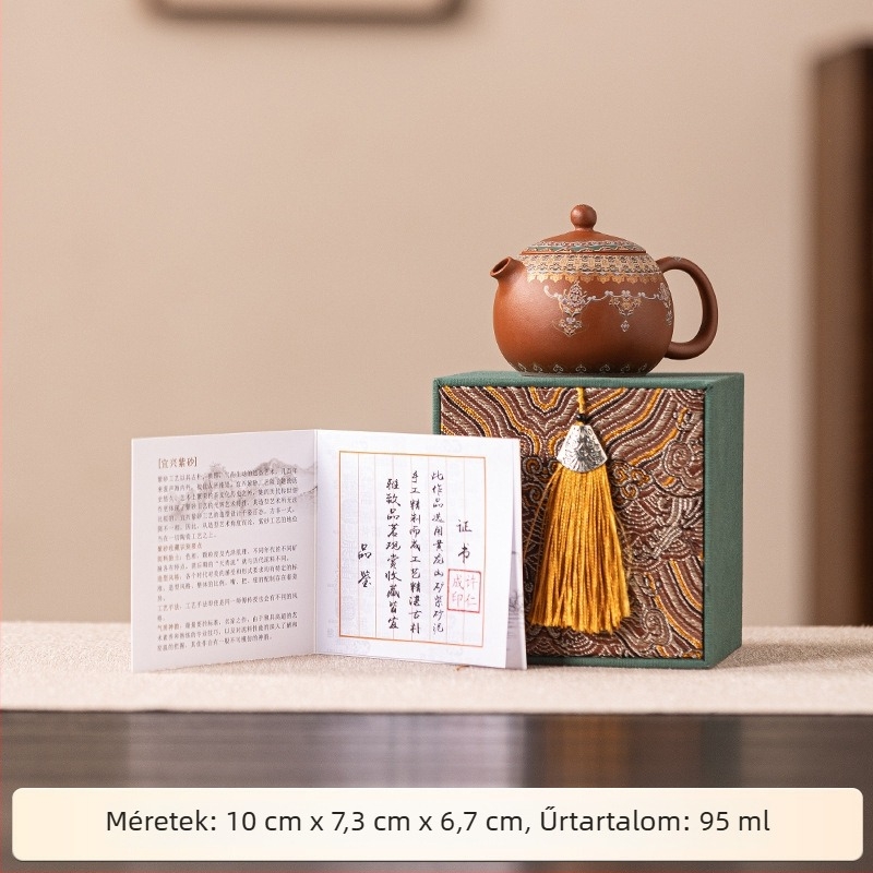 Lila agyag teáskanna, kis méretű, Dunhuang-stílusú, otthoni használatra, kompakt kapacitás, alkalmas üzleti ajándéknak