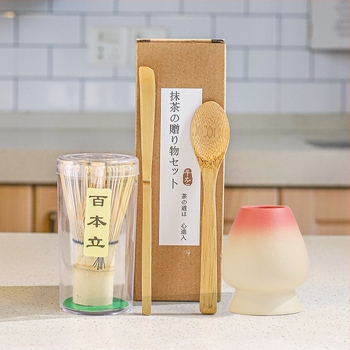 Nagy méretű japán stílusú durva kerámia matcha tál chasen állvánnyal és kiegészítőkkel, 100 darabos készlet
