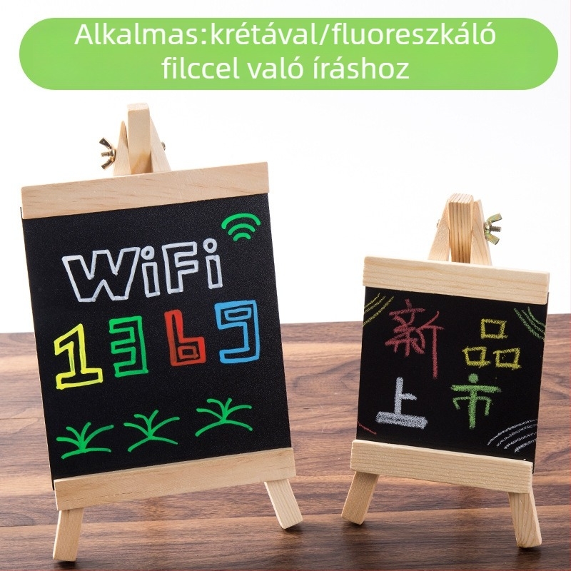 Asztali tábla jegyzetekhez, mini író tábla, törölhető reklám-tábla kiállítási standokhoz, függő üzenet-tábla