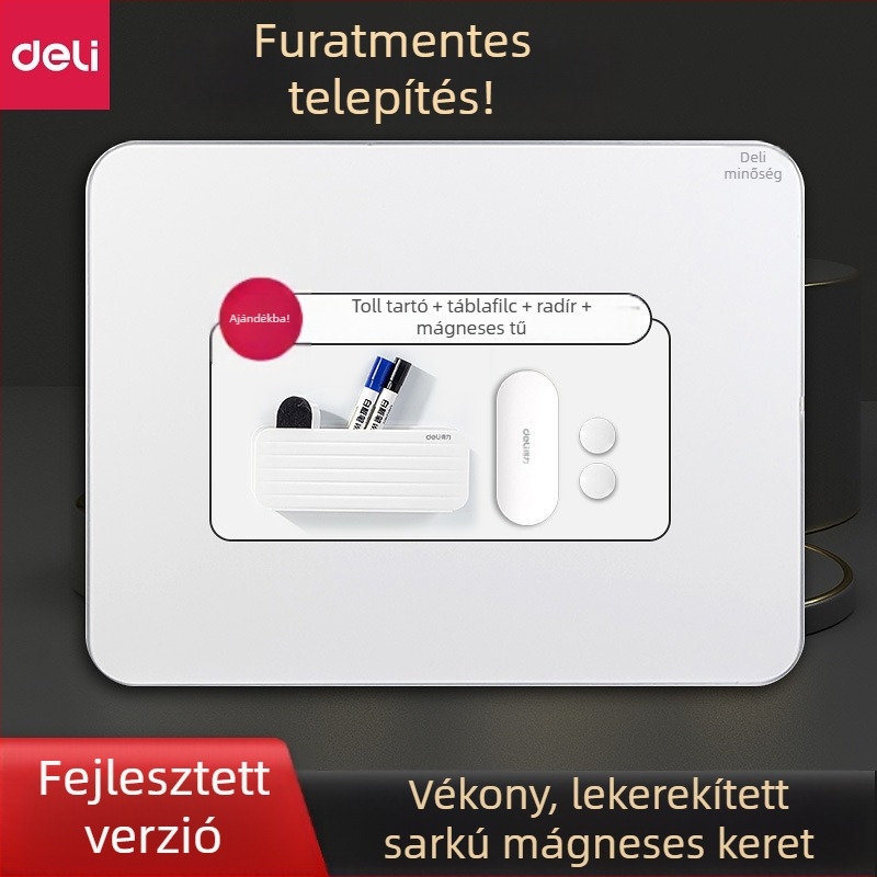 Deli 50026 Keskeny keretű fehér tábla, mágneses, függő írófelület irodába, 900×600 mm