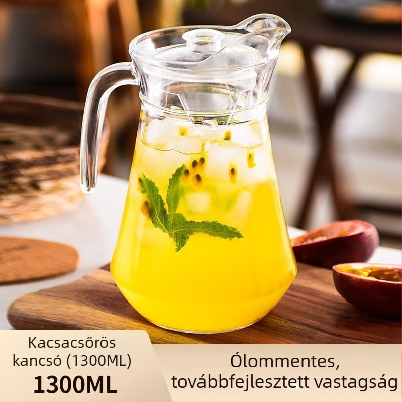 Xibi üveg teáskanna, nagy kapacitású, hőálló, kacsaorr alakú kifolyóval