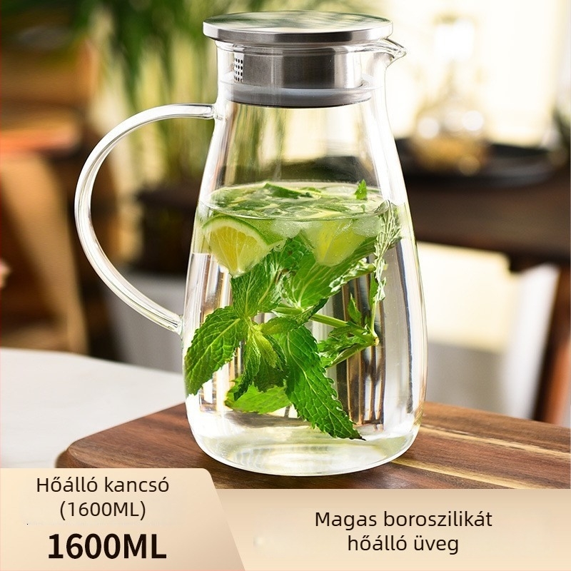Xibi üveg teáskanna, nagy kapacitású, hőálló, kacsaorr alakú kifolyóval