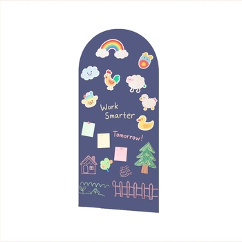Gyerekeknek szóló íves falitábla mágneses felületű, 44,5 × 100 cm, otthoni használatra, törölhető rajzfelület.